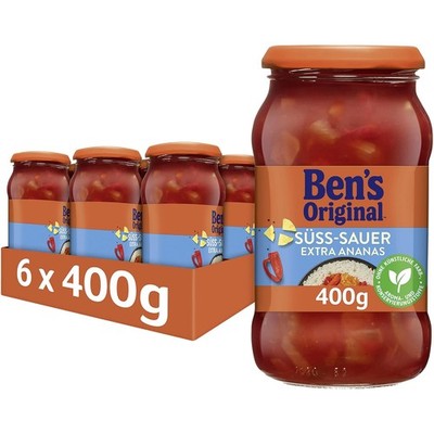 BEN S ORIGINAL Sauce Süß-Sauer und extra Ananas, 6 Gläser (6x 400g) Vegan