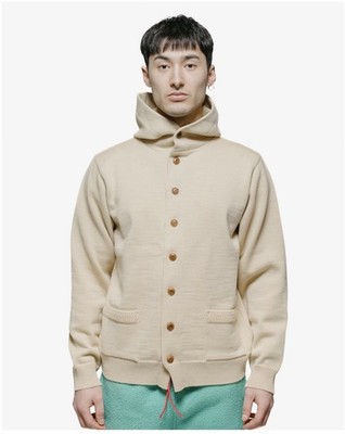 The Real McCoy s Mens 30 s Hooded Knit Sweater - Ecru - Brand New - Size 42
