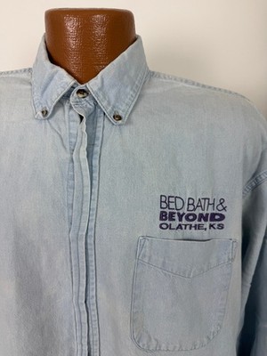 Vintage Bed Bath & Beyond Denim Shirt Men Large Retail Shopping Employee 90s Y2K