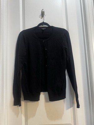Ann Taylor Black Cardigan Sweater Large Buttons Long Sleeves Armpit To Armpit20 