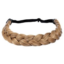 2 Strands Synthetic Hair Braided Headband Classic Chunky Plaited Dirty Blonde