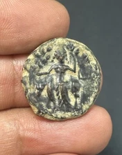 Ancient Kushan Vasu Deva Copper Coin Siva With Bull  Silk Road Coin 230 Ad