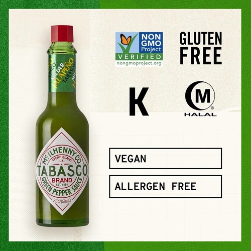 Tabasco ® Marke Original Sauce Grün Jalapeno Pfeffer Mild Scharf, 2 Fl Oz 1 Packung - Bild 6 von 7
