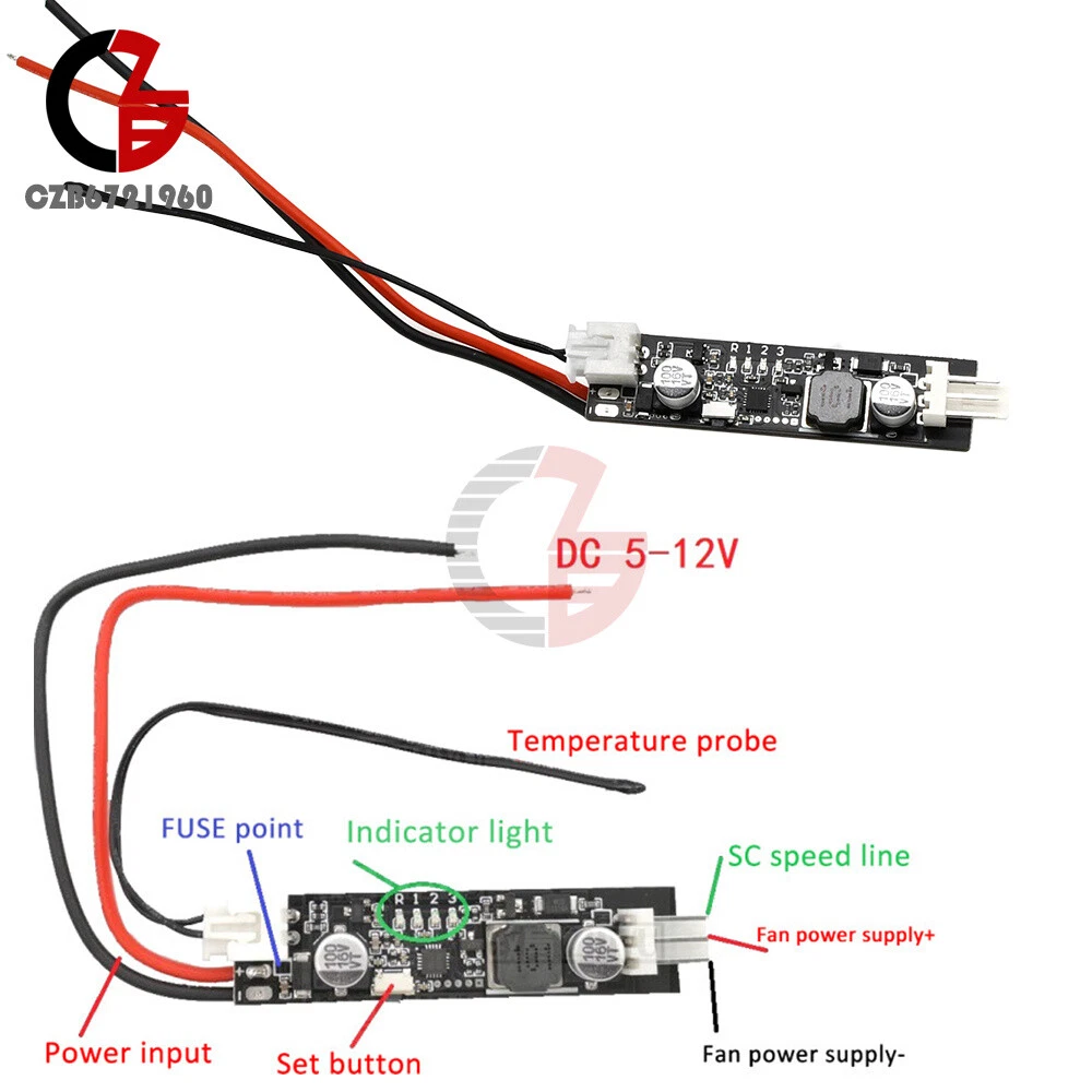 12V 4 Wire PWM Temperature Speed Controller for PC Fan Computer