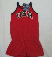 RALPH LAUREN girls team USA Olympic red sleeveless cotton romper NEW