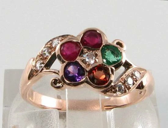 Anillo Coctel Cluster 9ct 9K Oro Rosa Rose Gold con Diamantes