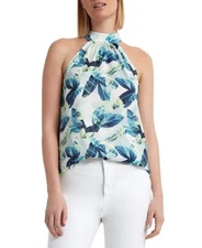 h Halston Womens Woven Halter-Neck Blouse HHWS2210094 M