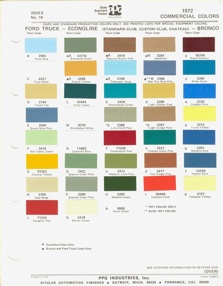 1973 Ford Bronco Paint Colors