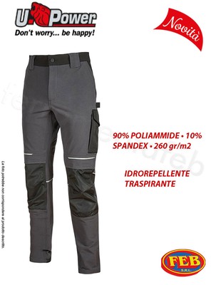 PANTALONE LAVORO STRECH UPOWER ATOM IMPERMEABILE RESISTENTE POLIAMMIDE  SPANDEX | eBay