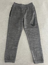 Nike Dri Fit Sweat Pants Joggers Large L Gray Black Swoosh Zip Pockets Stretch