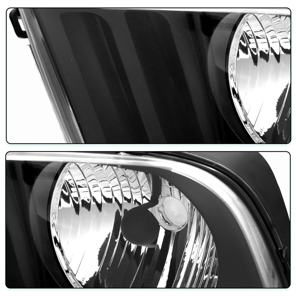 Conjunto de faros delanteros negros estilo halógeno para Ford Mustang 2005-2009 L+R Foto 4 de 4