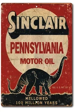 Sinclair Oil Sign Tin Motor Metal Gas Dino TIN Gasoline SIGN Vintage SINCLAIR