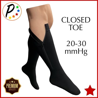   Presadee Premium Closed Toe 20-30 mmHg Zipper Compression Vein Leg Calf Socks