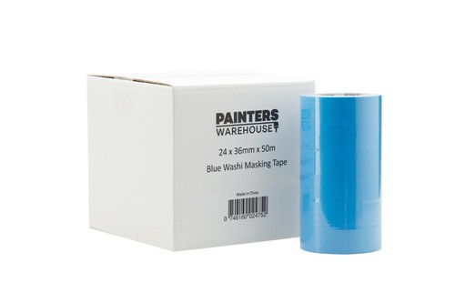 Painters Warehouse Blue Washi Masking Tape 36mm X 50M Pack of 6 Rolls - Picture 10 of 10