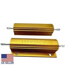 2PCS 20 ohm 20 100W Watt Aluminum Housed Metal Case Wirewound Resistors