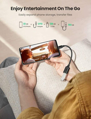 UGREEN 30701 Black USB Type-C Male to USB Type-A 3.0 Female 15cm OTG Adapter