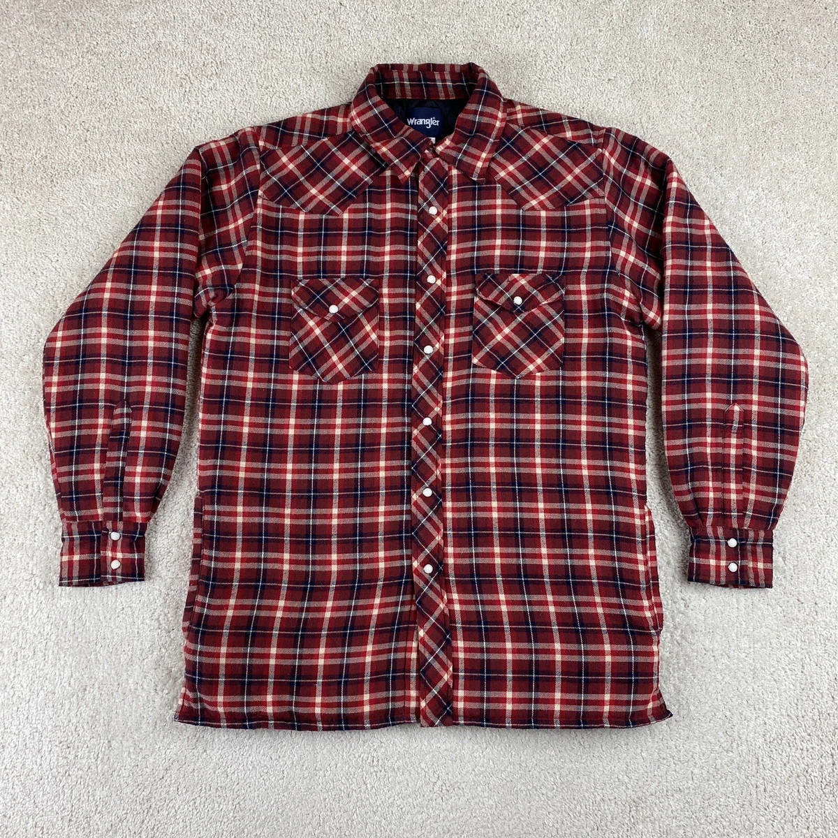 Wrangler pearl snap flannel shirts sale