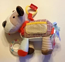 Skip Hop Zoo Winter Bandana Buddies Plush Puppy Activity Toy Rattle Teether NEW