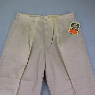 Vintage Solo Semore Pants Mens 38x32 Khaki Tan Pleated Chino 90s