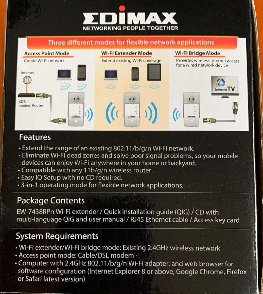 Edimax WiFi Router Range Extender Bridge Access Point EW7438RPn V2 OVP - Bild 3 von 4