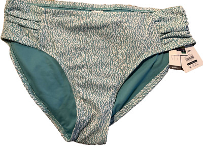 Time & Tru women's plus textured teal mid rise Bikini Bottom size 1X 16W-18W NWT