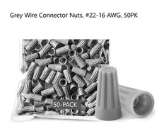 Grey Wire Nut Connectors #22-16 AWG 50PK Bulk Pack Free Shipping!