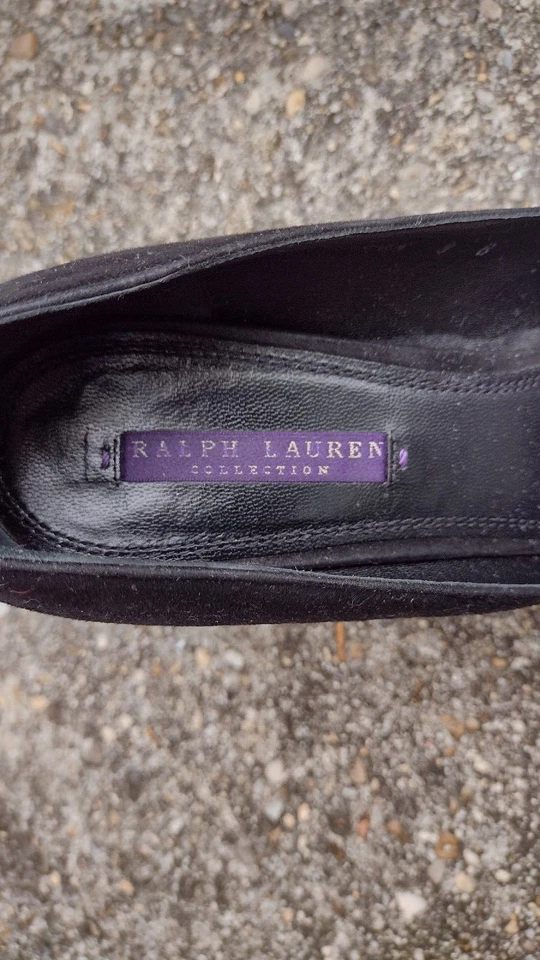 Ralph Lauren Collection女式黑色麂皮绒高跟鞋意大利9B经典 — 第 4/4 张图片