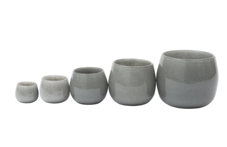 Blumentopf Übertopf mundgeblasenes Glas Pott Grau div. Größen - Bild 3 von 3