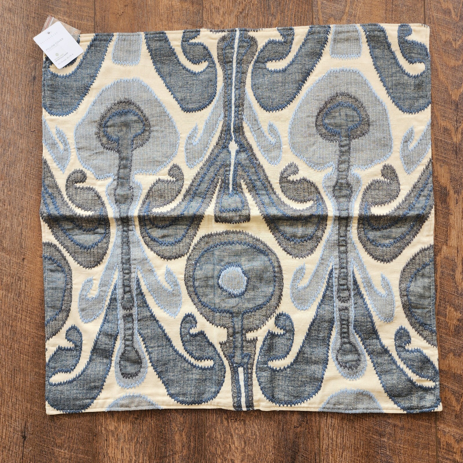 Pottery Barn Kenmare Embroidered Pillow Cover 24x24 Blue New eBay