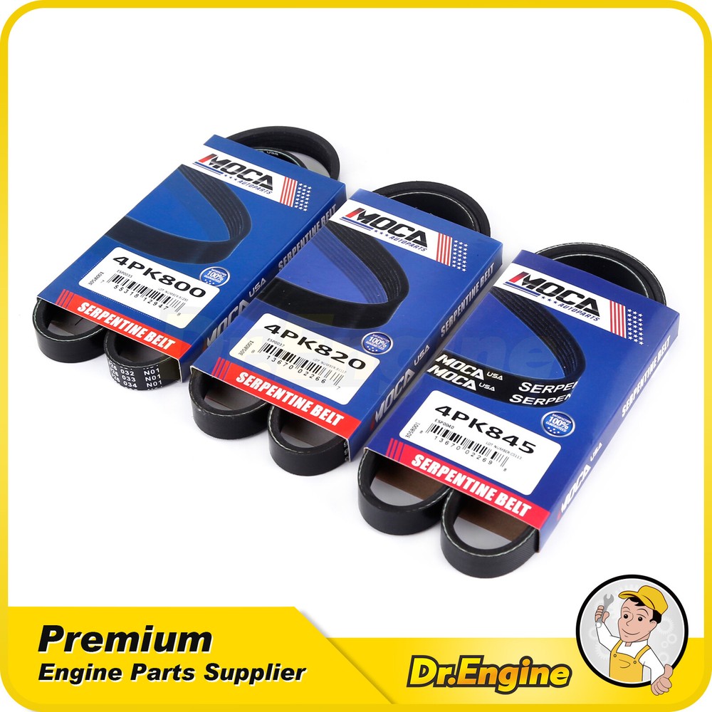 3X Drive Belt Set Fit 1996-2000 Honda Civic 1.6L A/C-Power Steering-Alternator