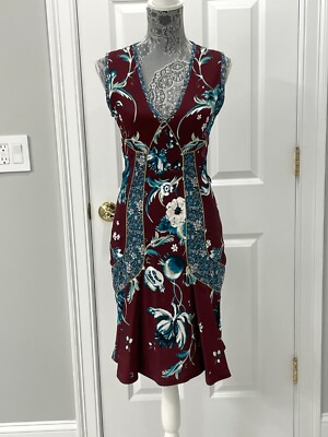 $975 Roberto Cavalli BURGUNDY FORBIDDEN FRUIT,  Dress Size 40 (4)