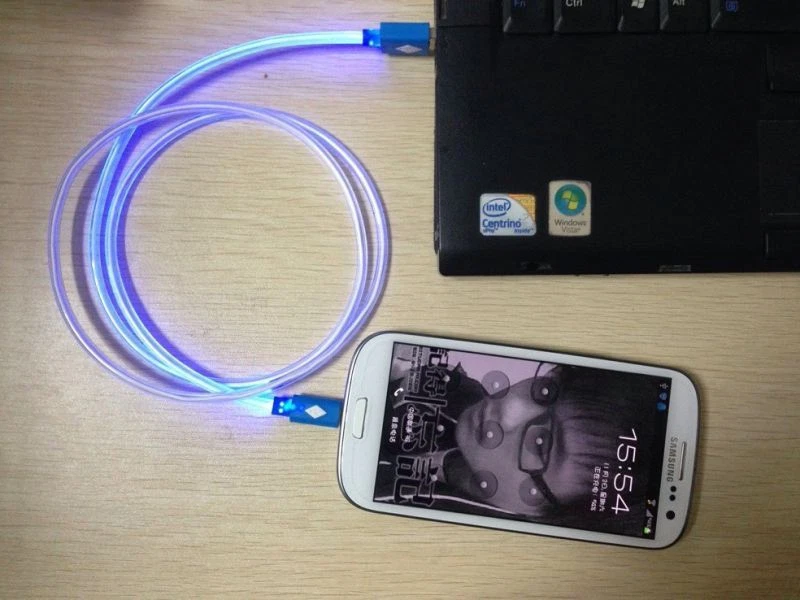 3FT GLOW LED Light-up Power Charger Data Sync Cable for Samsung S6 S7+ Micro USB - Image 3 of 4