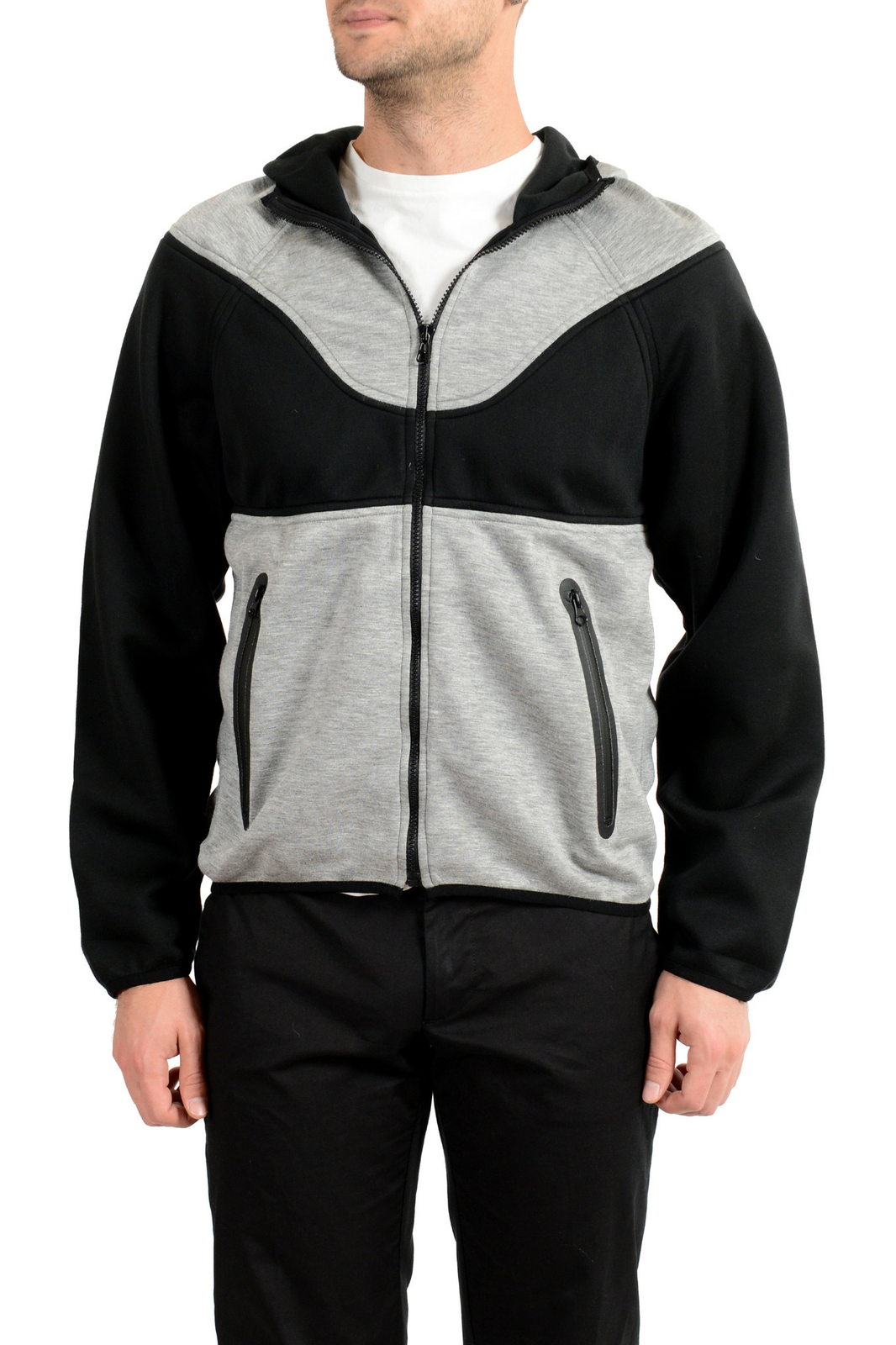 Мужская серо-черная спортивная куртка Roberto Cavalli с капюшоном на молнии US S IT 48 13990₽