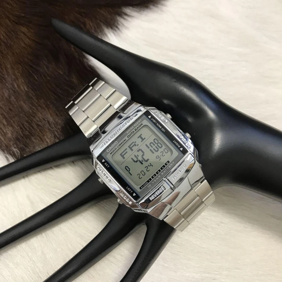 CASIO DATA BANK BATERÍA 10 AÑOS Reloj Hombre Cuarzo Digital Plateado Funciona Foto 2 de 4