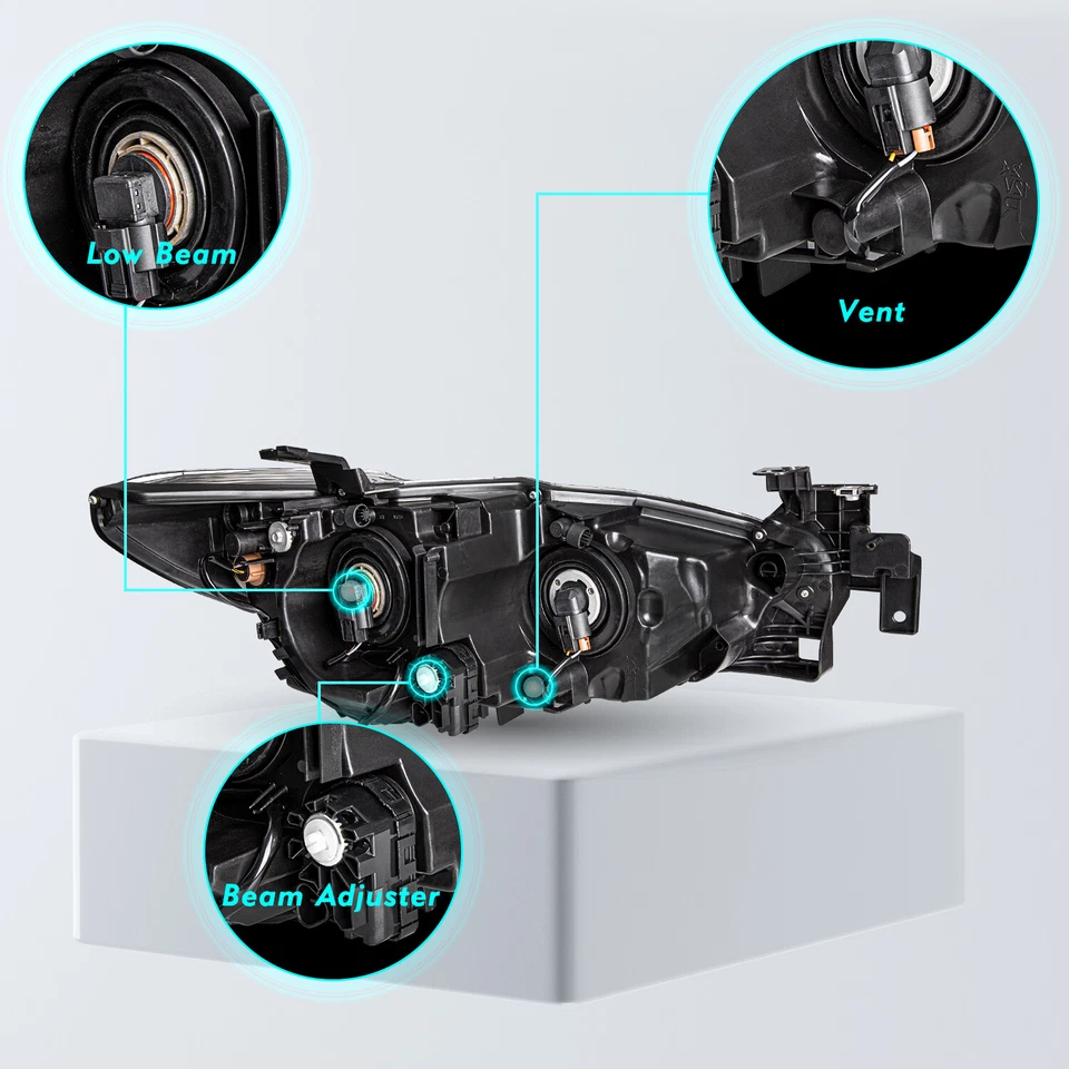 Faro lateral izquierdo del conductor con bombillas modelo halógeno para Mazda 6 2014-2017 Foto 3 de 4