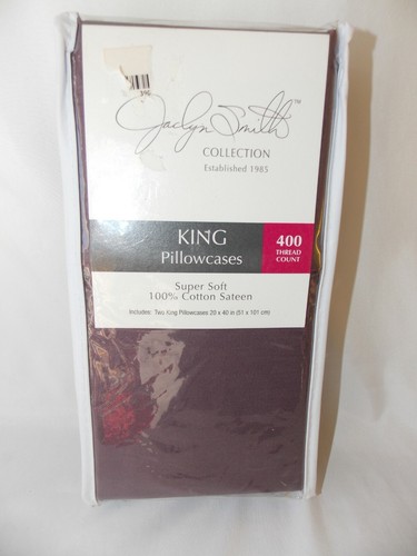 NEW Jaclyn Smith King Set of 2 Pillowcases 400 Thread count Cotton PLUM PURPLE - 第 1/6 張圖片