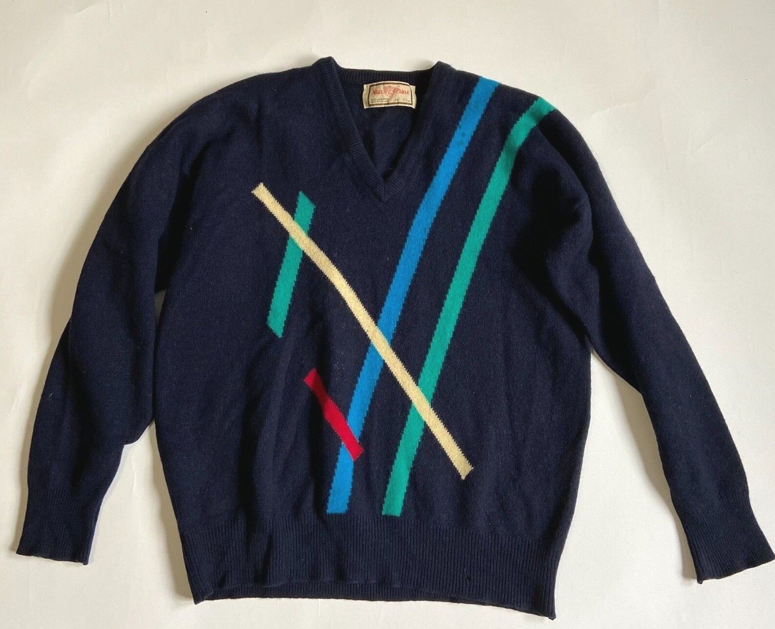 Alan Paine, Vintage Alan Paine Sweater Mens 46 Lambswool Wool Made in England Preppy Casual