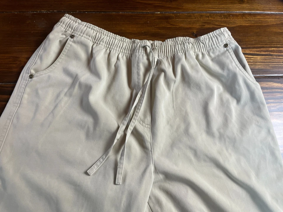 Pantalones Studio Works, para mujer talla 12P pequeños, tostados, pierna recta, cordón Foto 3 de 4