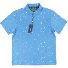 William Murray The Deep End Golf Stretch Polo Shirt Blue Men's L