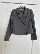Free People oval square gray striped cropped Independent blazer Small