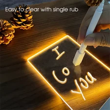 USB LED Acrylic Night Light Message Board Calendar Transparent Desk Lamp