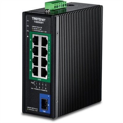 TI-BG5091B TRENDnet Industrial 2.5G DIN-Rail PoE++ Switch w SFP+ 0 1 Gbps ~D~