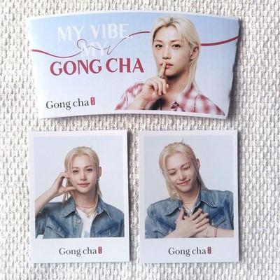 Stray Kids Felix Gong cha Collab Cup Sleeve & 2 Fotokarten gebraucht