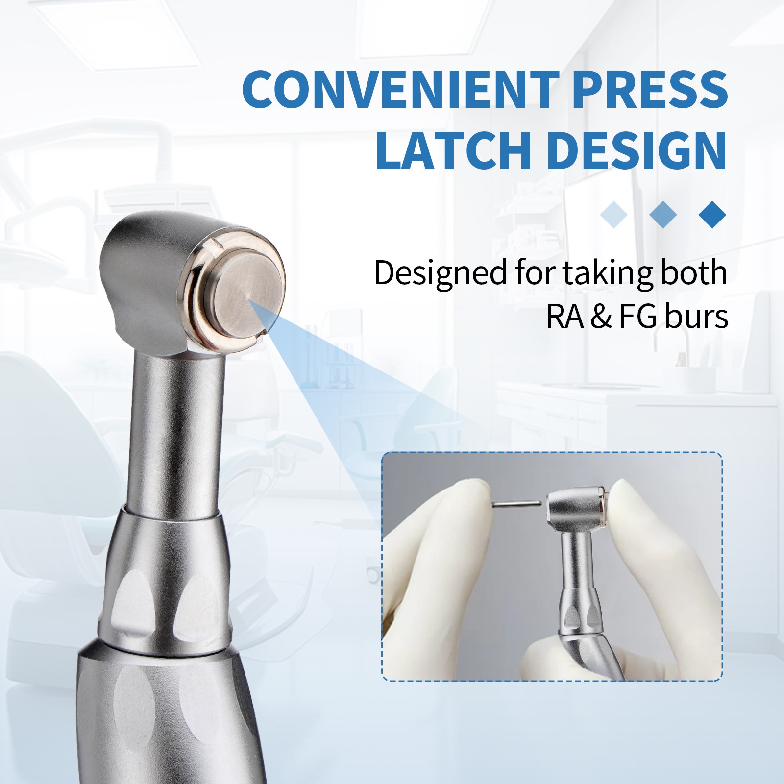 New Dental Slow Low Speed Handpiece Contra Angle Push Button E-type NSK Style US