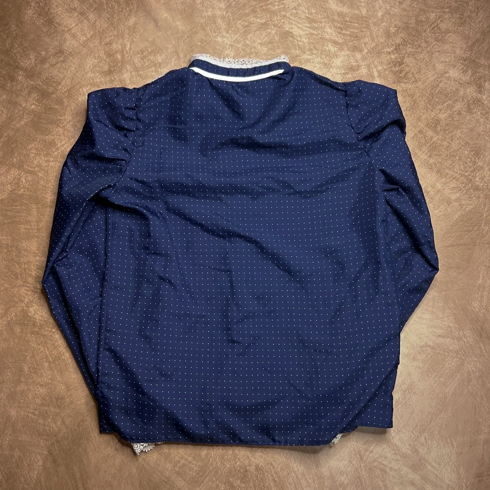 Blusa occidental vintage años 70 hecha a mano cuello alto plisada encaje pradera victoriana  Foto 2 de 4