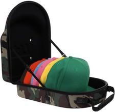 Hat Travel Case Baseball Cap Carrier 6 Hats Durable Camo Exterior W/ Black