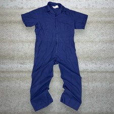 Vintage 90s Walls Coveralls Mens XL Baggy Wide Leg Navy Blue Cotton Short Sleeve