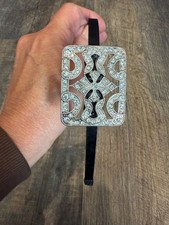 BLACK SATIN HEADBAND WITH RHINESTONE DECORATION - GORGEOUS