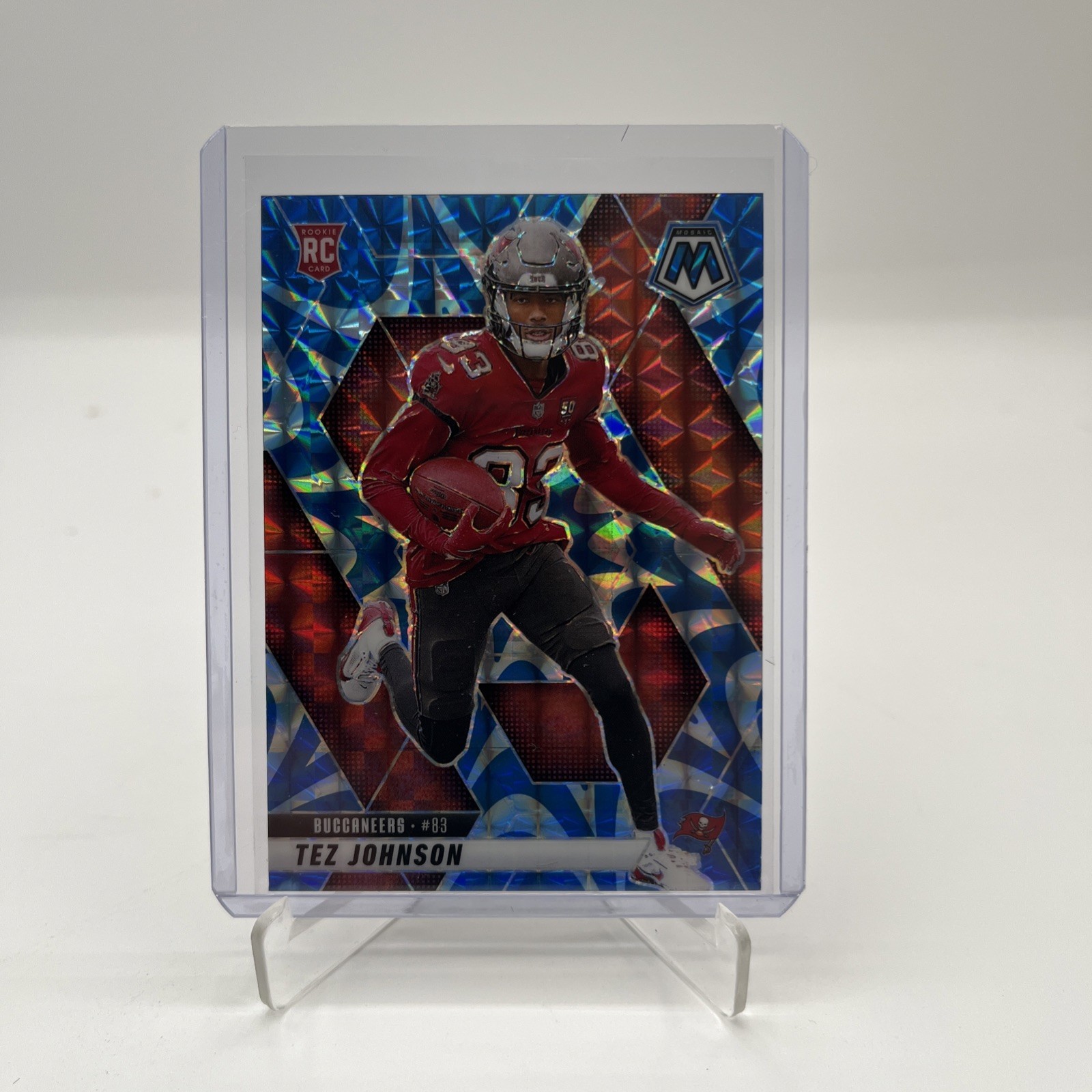 2025 Panini Mosaic - Rookies Tez Johnson #316 Reactive Blue Mosaic Prizm (RC)