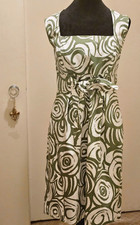 Willow Glenn Women’s Green & White Sleeveless Dress Square Neckline Size 12